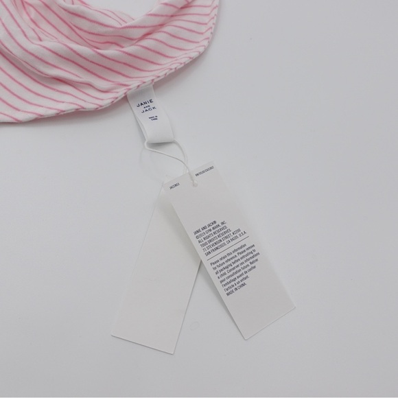 NWT Janie & Jack Baby Girl Bib 100% Cotton Snap Closure Pink Striped - Picture 4 of 8